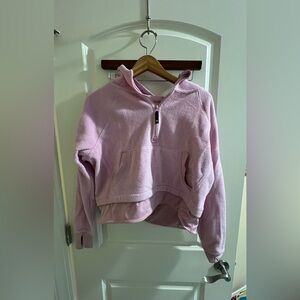 Womens cropped pink fleece